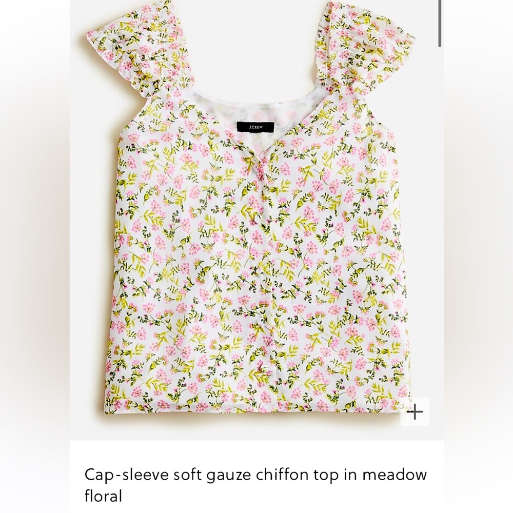 J. Crew cap sleeve gauze chiffon top - size medium